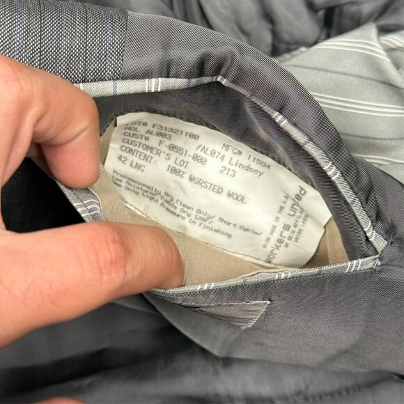 Hickey Freeman Blazer 100% Worsted Wool Grey Made in USA 42L - Picture 8 of 8